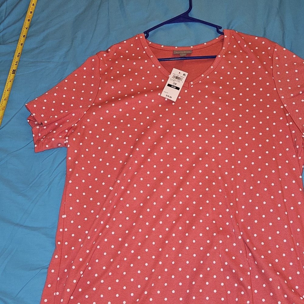 Style & Co Pink Polka Dot T-Shirt